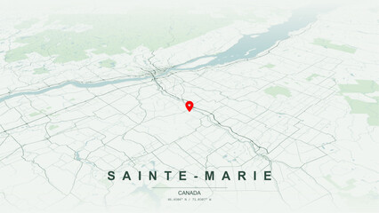 Modern minimalist vector map of Sainte-Marie, Quebec. High-quality scalable illustration of Sainte-Marie geographic boundaries within the La Nouvelle-Beauce regional county for posters design. © AliRza