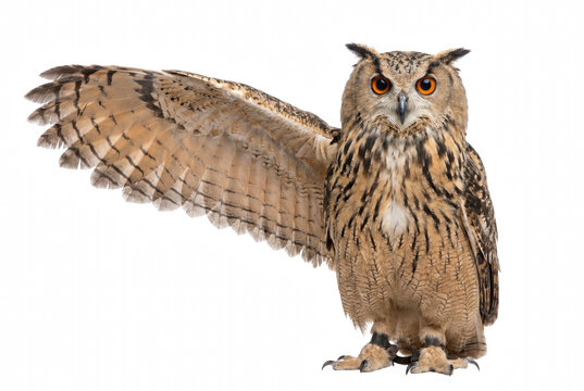 Eurasian Eagle Owl with Single Wing Extended