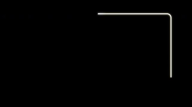 4K Electric neon glowing rounded rectangle border frame loop. Minimalist neon line overlay asset with transparent alpha channel for UI or stream overlay.