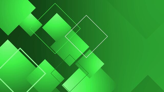 Abstract geometric composition of overlapping squares and rectangle teal gradient background vibrant animation