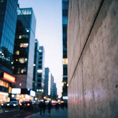 Obraz premium Vibrant Urban Nightlife Scene: Blurred City Lights & Tall Buildings in a Bustling Metropolis