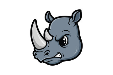 Fototapeta premium Angry Rhino Mascot Vector Illustration Head on White