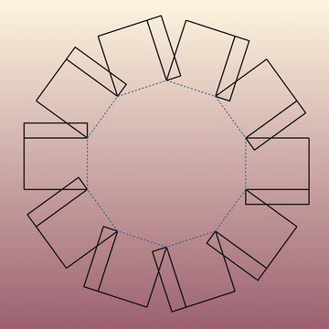 Paper Box Blueprint (decagonal scheme) for Kids 6-8 - Medium Difficulty Downloadable Exercise Activity sheet, Color Line Art