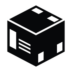 Fototapeta premium Black cube icon with white accents and rectangular cutouts on each side