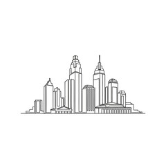 Fototapeta premium Minimalist continuous line drawing of Charlotte city skyline.