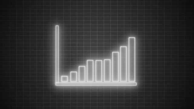 Glowing neon Corporate Growth Bar Chart Animation with Positive Revenue Trend Visualization