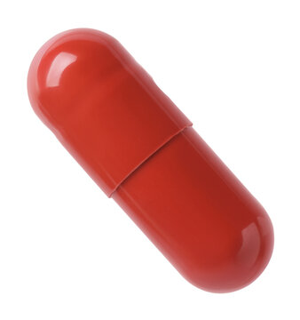 Pill. One red capsule on transparent background