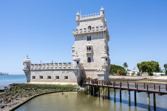 Lisbon Torre de Bel&eacute;m Belem Tower landmark in Lisbon, Portugal