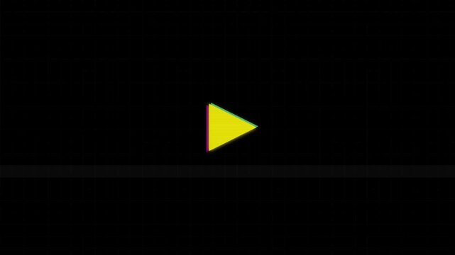 retro vhs play button with vibrant vector distortion