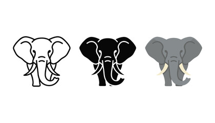 Cute elephant family illustration with three generations. Minimalist line art vector of baby, parent, and grandparent pachyderms together. © Bunny