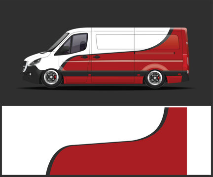 Modern Van Wrap Design with Bold Red Accents
