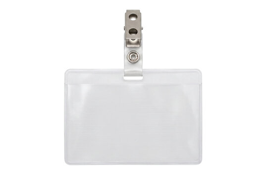 Clear Plastic Identification Name Badge Holder with Metal Clip and Snap Strap