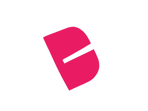 Bold pink letter b icon on a clean flat design background isolated on transparent background
