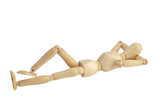 Wooden Artist Mannequin in Relaxing Lying Down Pose
