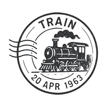 PNG Vintage train stamp illustration.