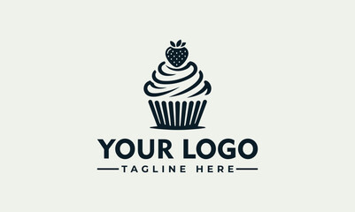 A Cupcake logo with berry on top for Food Business © nuaari