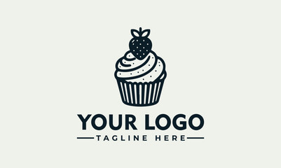 A cupcake with berry on top logo design for business © nuaari