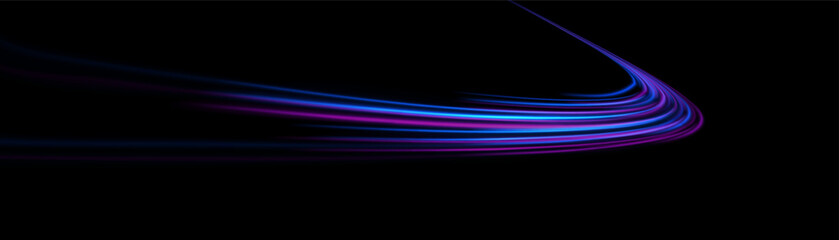 Abstract motion blur light trail with neon blue and purple glowing curved lines abstract background futuristic movement technology streamline colorful © Md