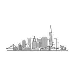 Obraz premium Minimalist San Francisco City Skyline Outline Illustration.