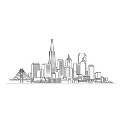 Obraz premium Minimalist San Francisco City Skyline Outline Drawing.