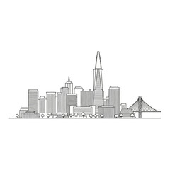 Obraz premium Minimalist San Francisco City Skyline Outline Illustration.