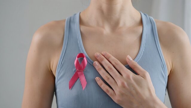 Breast cancer awareness pink ribbon symbolizing hope and support for women's health
