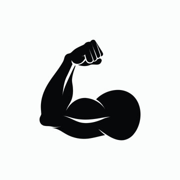 Strong Biceps Flexing Arm Vector Icon Isolated on White Background