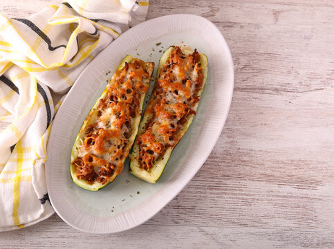 Courgette stuffed with mince meat
