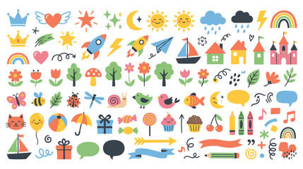 Fototapeta premium Fantasy and whimsical elements for children designs.