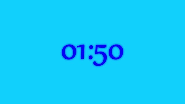 Countdown timer from 2 minute to 1 minute with white number on black background. Countdown timer for deadline reminders, time management concepts,By Rs Stock