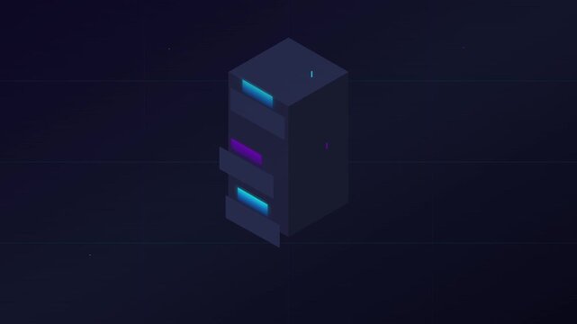 shifting isometric server rack data transfer concept