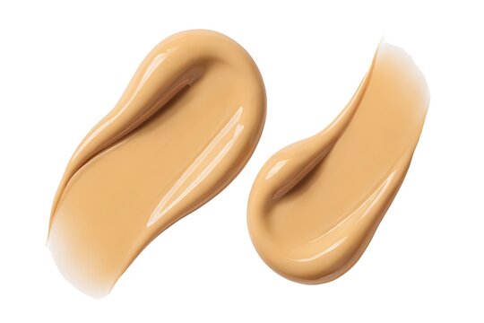 Liquid foundation smears on white background, creamy beige makeup swatches, cosmetic product texture for skin tone correction and beauty advertising