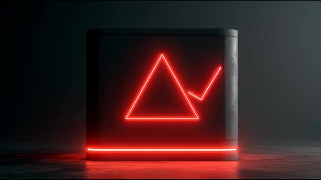 An error message is displayed on a dark screen. The symbol appears as a triangle with changing lines in red light.