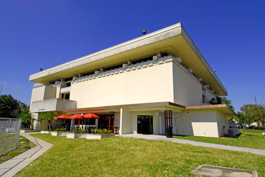 Thad Buckner Building formerly E.T. Rooux Library Frank Lloyd Wright architecture at Florida Southern College FSC in Lakeland Central Florida United States . 07.20.26