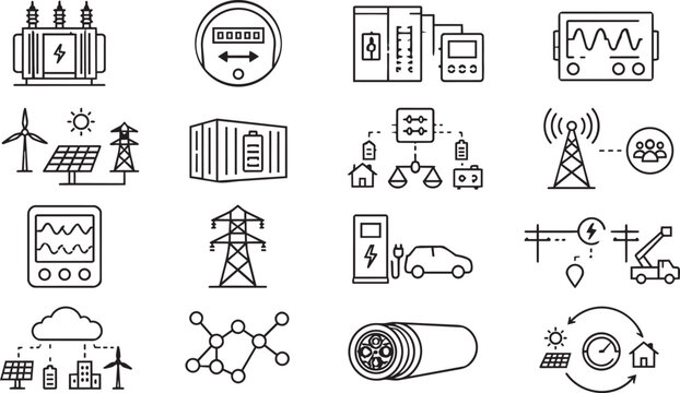 Power plug with cogwheel icon symbolizing energy settings power management electricity control