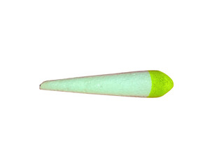 A single light green foam fishing float on a plain surface isolated on transparent background © SMAbdul