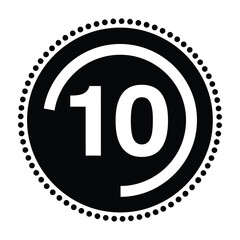 Obraz premium Black and white number 10 symbol with circular design and dotted border