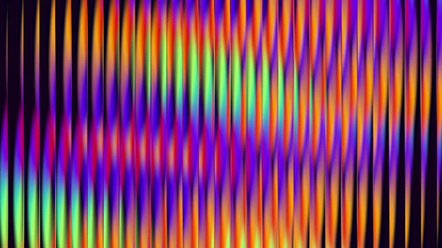 Rainbow abstract prism video with colorful vertical ribbed glass waves and vibrant neon gradient distortion. Colorful abstract video loop featuring a saturated rainbow prism effect