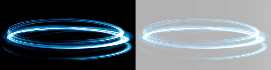 Abstract glowing cyan energy circle with neon light orbit futuristic optical light painting overlay texture effect © theladydarina