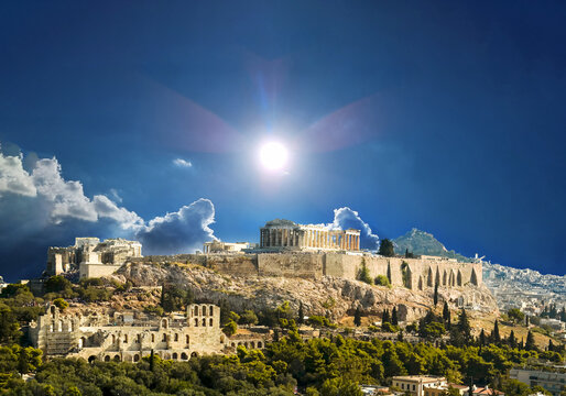 parthenon sunny day  in athens  greece