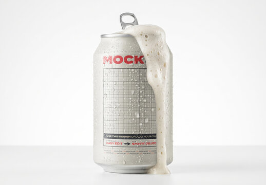 Open Can Pouring Beer Mockup