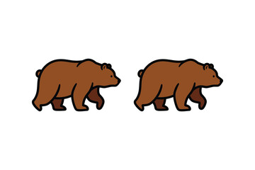 Fototapeta premium Minimalist Brown Bear Vector Illustration Set