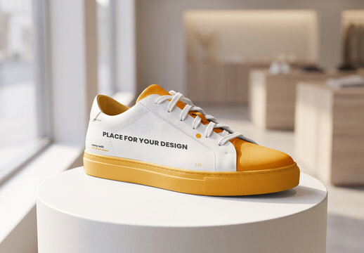 Sneakers Shoes Model Showcase Design Complete Mockup