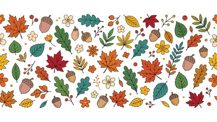 Autumn leaves and acorn corner frames. Fall season foliage border design elements. © Mahraz