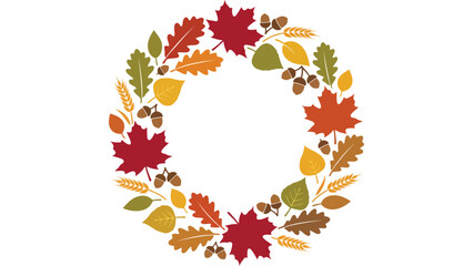 Oak leaf and acorn border frame. Decorative autumn foliage vector illustration. © Mahraz