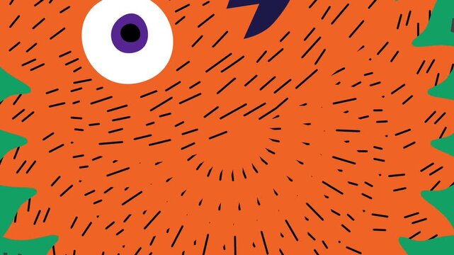 Cute monster face animation, loopable colorful cartoon creature with wiggle effect