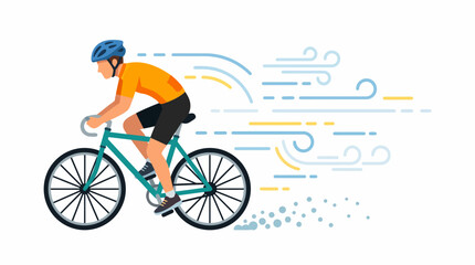 Fototapeta premium Cyclist riding a bicycle with wind blowing fast motion effect