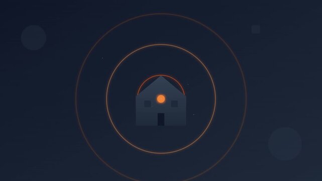 sleek smart home icon with radiating wifi signals