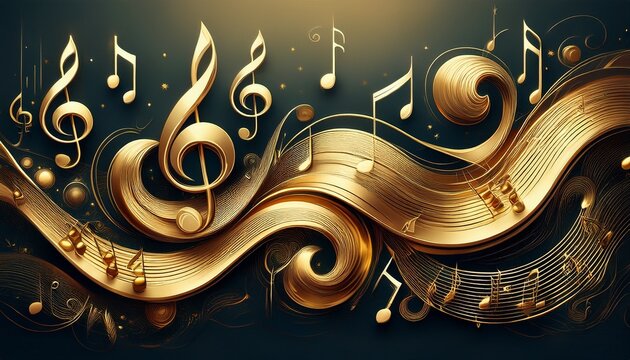 gold music notes and clefs