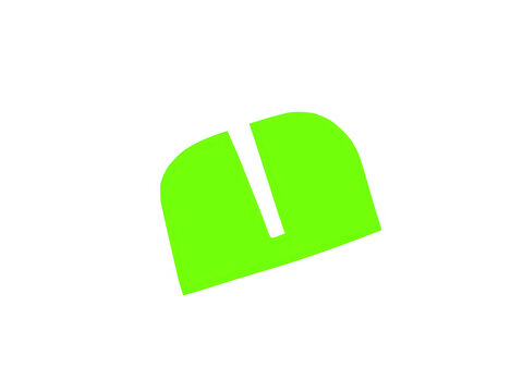 Bright green letter u shape icon with a modern flat design isolated on transparent background
